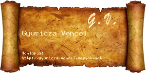 Gyuricza Vencel névjegykártya